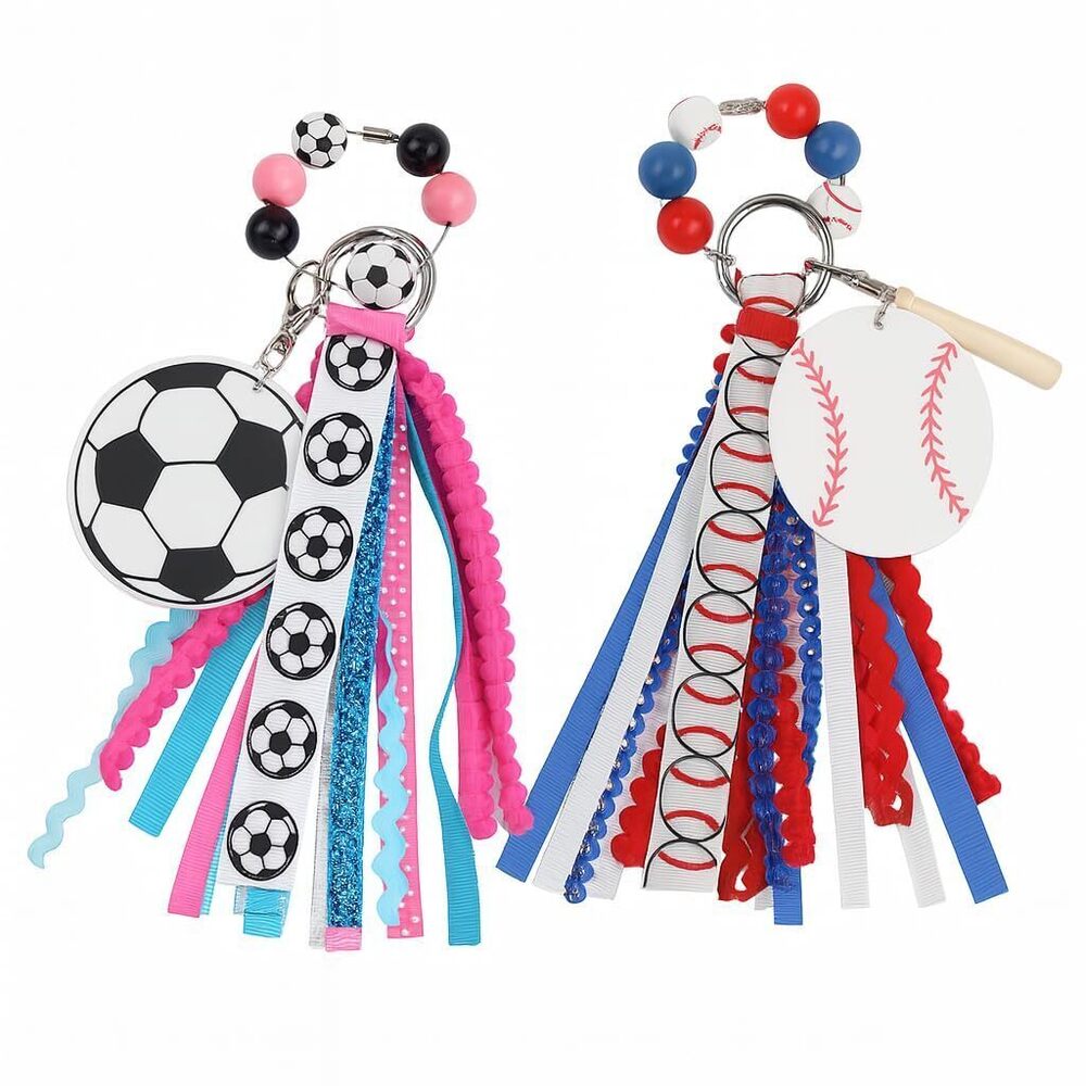 6864 2 Pcs Soccer Bogg Bag Accessories, Baseball Sports Bag Tassel Charms